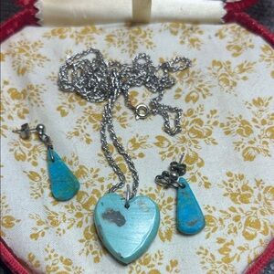 Turquoise Heart Necklace and Earring Set